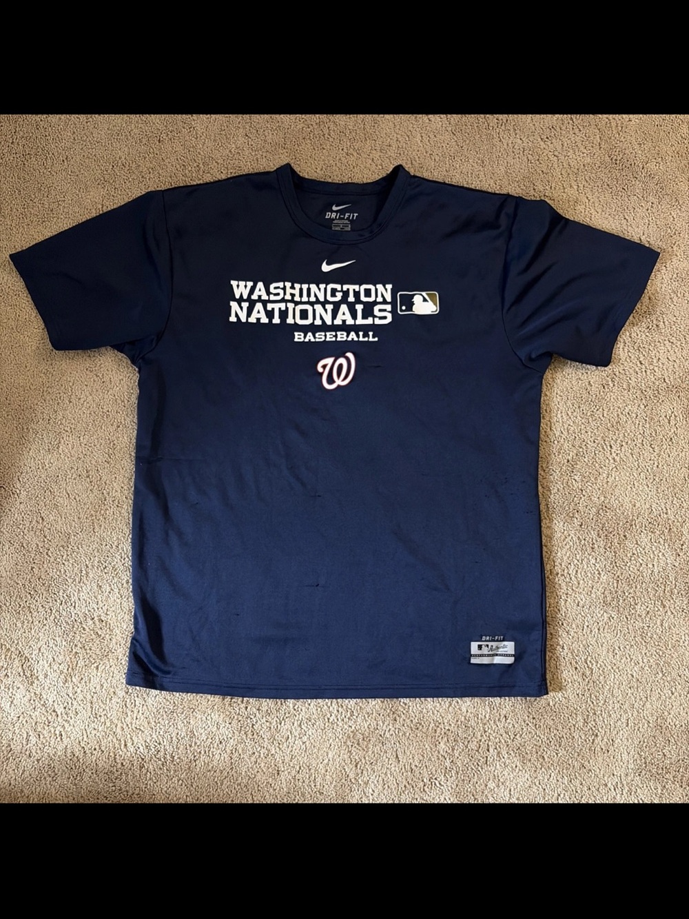 Nike Dri-FIT Performance Tee - Navy Blue with White Label